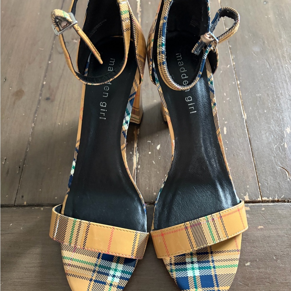 Madden Girl Yellow Plaid Heels